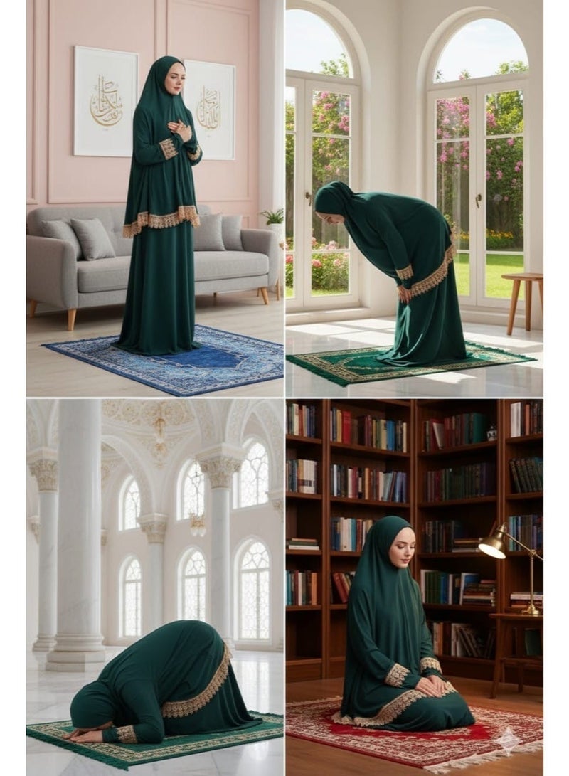 أولودينيز  طقم صلاة نسائي قطعتين – قماش لايكرا بارد ومريح – ساتر ومناسب لمعظم المقاسات – صناعة تركية - Image 3